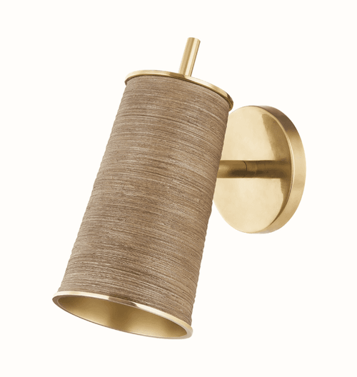 Hudson Valley Delran Wall Sconce, 1-Light, Aged Brass, Natural Rattan Shade, 9.75"H (9110-AGB ACJY6) 