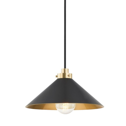Hudson Valley Clivedon Pendant, 1-Light, Aged Brass, Steel Shade, 12"W (MDS1401-AGB/DB ACJZ1) 