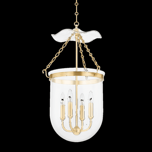 Hudson Valley Rousham Lantern, 4-Light, Aged Brass, Clear Glass Shade, 28"H (MDS1602-AGB ACKVP) 