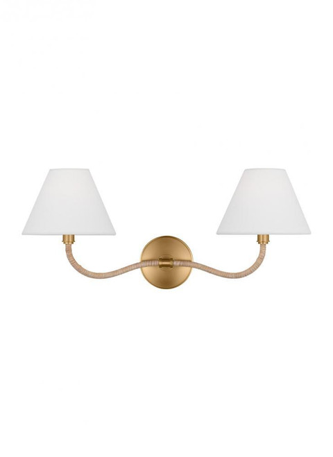 Visual Comfort & Co. Studio Collection Laguna Double Sconce, 2-Light, Burnished Brass, 21.63"W (CW1302BBS 70736KY) 