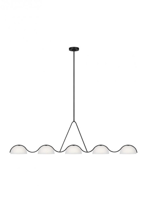 Visual Comfort & Co. Studio Collection Nido Linear Chandelier, 5-Light, Midnight Black, 60"W (KC1125MBK 70737GZ) 