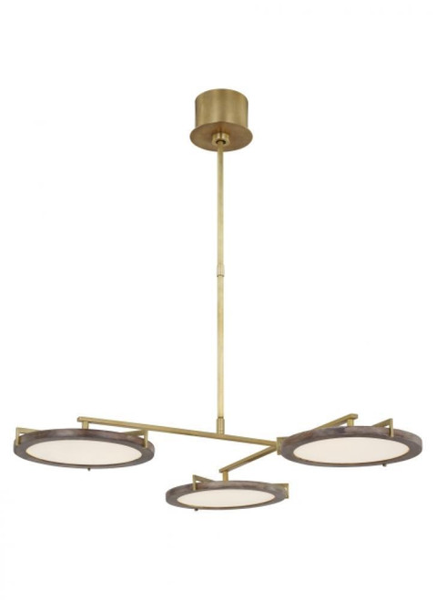 Visual Comfort & Co. Modern Collection The Shuffle Medium 3-Light Damp Rated Integrated Dimmable LED Ceiling Chandelier in Natural Brass, Visual Comfort & Co. Modern Collection CDCH17227WONB 70PKJ5A 