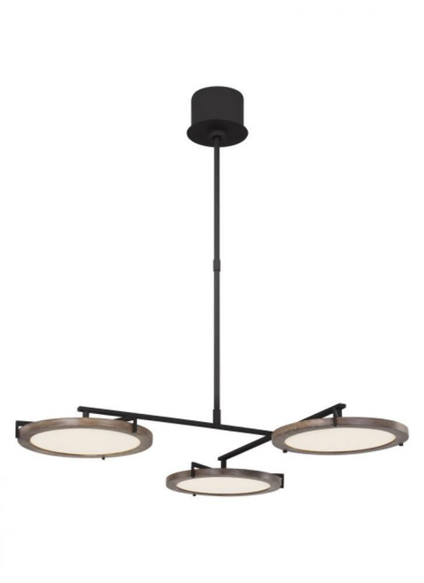 Visual Comfort & Co. Modern Collection The Shuffle Medium 3-Light Damp Rated Integrated Dimmable LED Ceiling Chandelier in Nightshade Black, Visual Comfort & Co. Modern Collection CDCH17227WOB 70PKE85 