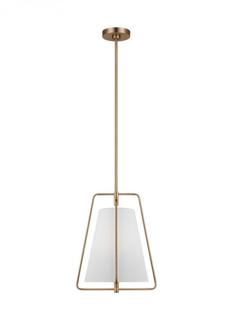 Visual Comfort & Co. Studio Collection Allis Pendant, 1-Light, Satin Brass, White Linen Shade, 18.88"H (6507401-848 706X460) 