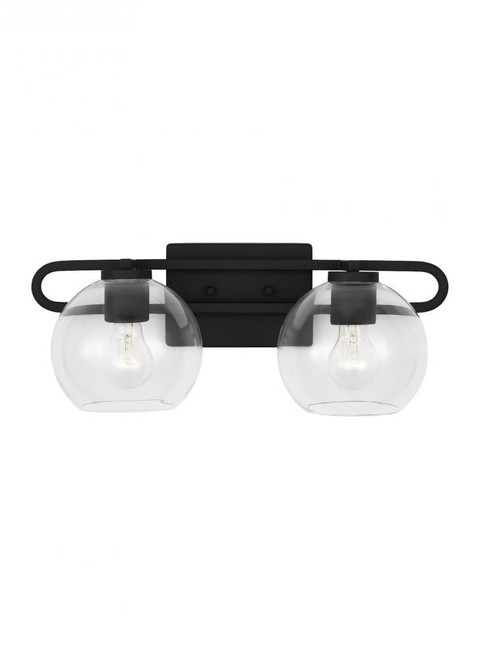 Visual Comfort & Co. Studio Collection Codyn Wall Sconce, 2-Light, Midnight Black, Clear Shade, 19.75"W (4455702-112 706X39F) 