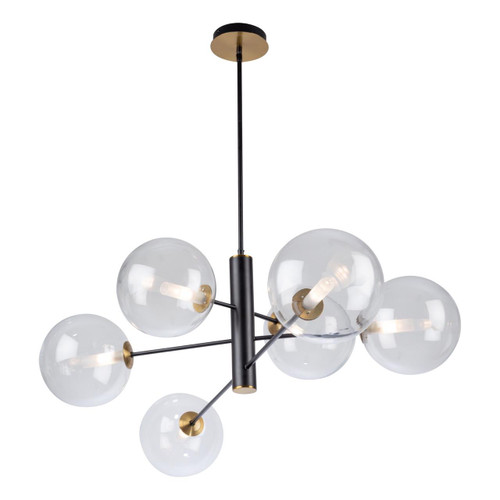 Artcraft Aurelia Chandelier, 6-Light, Matte Black & Brass, 34.5"W (AC11766VB 340432L6) 
