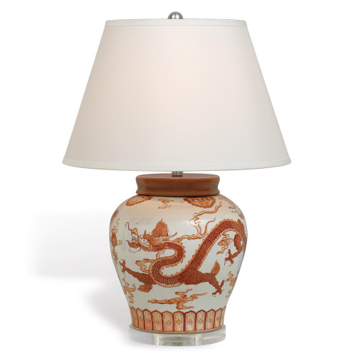 Port 68 Dragon Table Lamp, 1-Light, Red, White, Off-White Shade, 30"H (LPAS-101-01 YUU704X6JQ) 