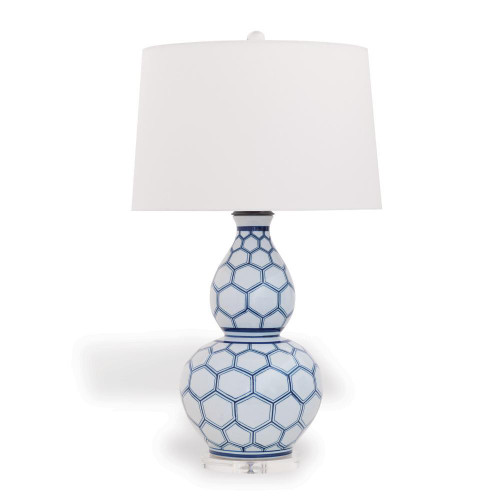 Port 68 Kenilworth Table Lamp, 1-Light, Blue, White, Off-White Shade, 36"H (LPAS-286-04 YUU704X7GE) 