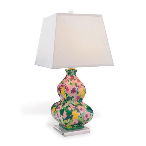 Port 68 Madcap Cottage Rousham Table Lamp, 1-Light, Green, Pink, Yellow, Lucite Base, Off-White Shade, 31"H (LPAS-402-03 YUU704X7HD) 