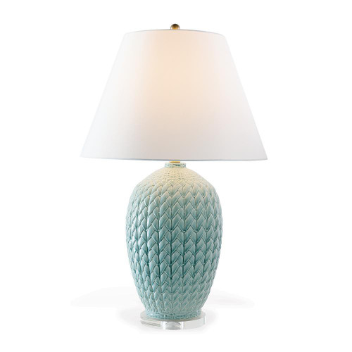Port 68 Naples Table Lamp, 1-Light, Celadon, Lucite Base, Off-White Shade, 35"H (LPAS-256-02 YUU704X7J8) 