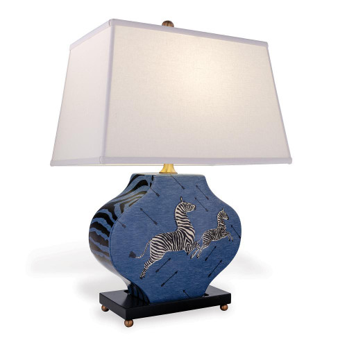 Port 68 Scalamandre Zebra Table Lamp, 1-Light, Blue Denim, Black Base, Eggshell Shade, 27"H (LPAS-393-02 YUU704X8G4) 