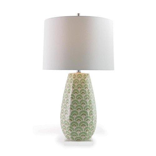 Port 68 Williamsburg Isobel Table Lamp, 1-Light, Green, White, Lucite Base, Off-White Shade, 32"H (LPAS-415-02 YUU704X8HP) 