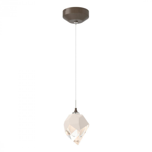 Hubbardton Forge Chrysalis Mini Pendant, 1-Light, Bronze, White Crystal, 5.5"W (161188-SKT-STND-05-WP0754 5Z92E6) 