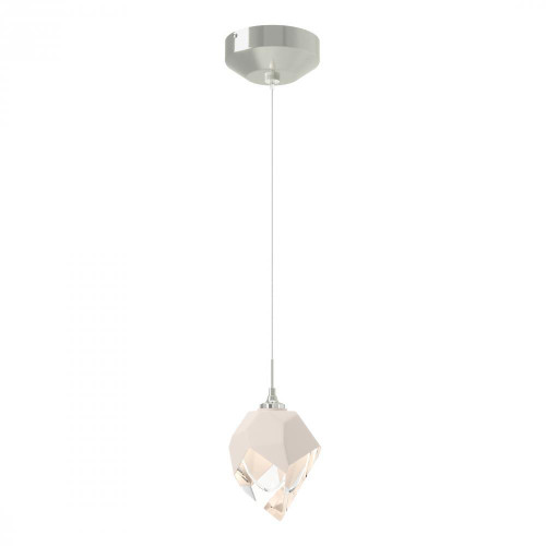 Hubbardton Forge Chrysalis Mini Pendant, 1-Light, Sterling, White Crystal, 5.5"W (161188-SKT-STND-85-WP0754 5Z92EM) 