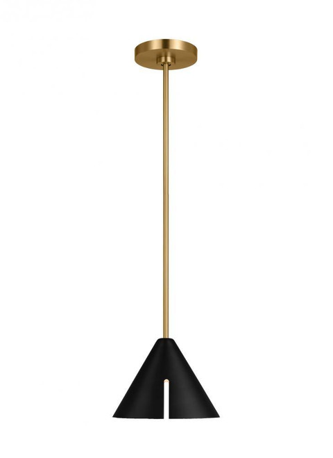 Visual Comfort & Co. Studio Collection Cambre Pendant, 1-Light, LED, Midnight Black And Burnished Brass, Midnight Black Shade, 8.38"L (KP1121MBKBBS-L1 706X48L) 