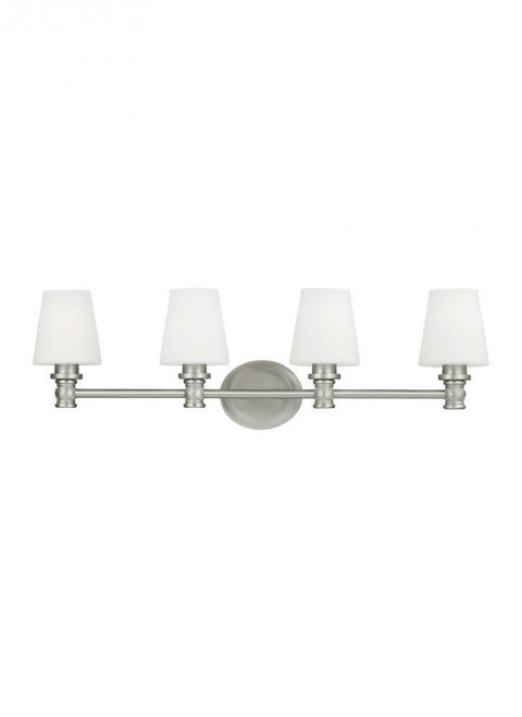 Visual Comfort & Co. Studio Collection Xavierre Bathroom Vanity Light, 4-Light, Satin Nickel, Opal Etched Shade, 32.25"W (VS22104SN 706X65M) 