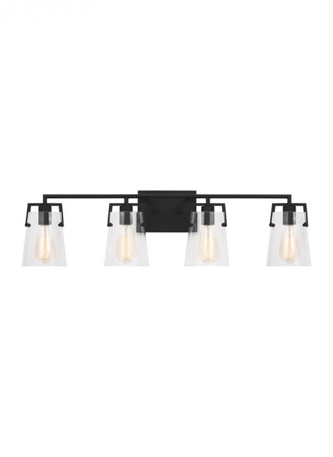 Visual Comfort & Co. Studio Collection Crofton Bathroom Vanity Light, 4-Light, Midnight Black, 33.38"W (DJV1034MBK 70737J4) 