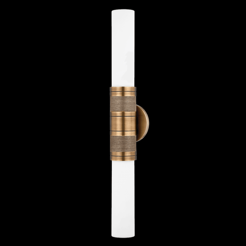 Troy Liam Wall Sconce, 2-Light, Patina Brass, Opal Matte Shade, 26"H (B1226-PBR UJNA) 
