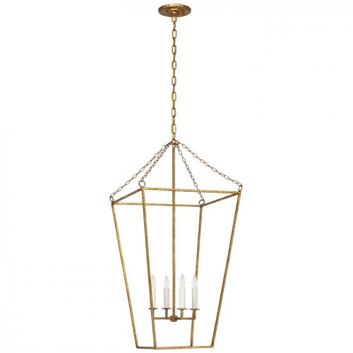Visual Comfort & Co. Signature Collection Malloy Open Frame Forged Lantern - Gilded Iron 38.25" 