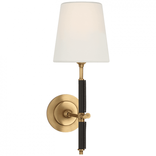 Visual Comfort & Co. Signature Collection Bryant Wrapped Sconce - Hand-Rubbed Antique Brass and Chocolate Leather 