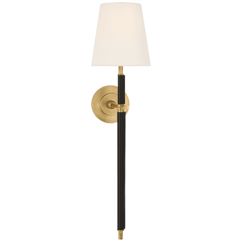 Visual Comfort & Co. Signature Collection Bryant Large Wrapped Tail Sconce - Hand-Rubbed Antique Brass and Chocolate Leather 