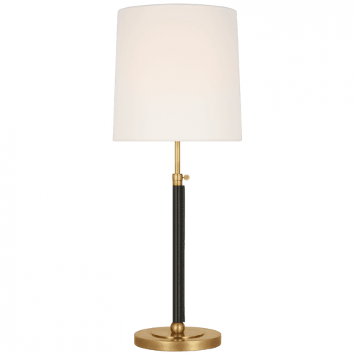 Visual Comfort & Co. Signature Collection Bryant Large Wrapped Table Lamp - Hand-Rubbed Antique Brass and Chocolate Leather 