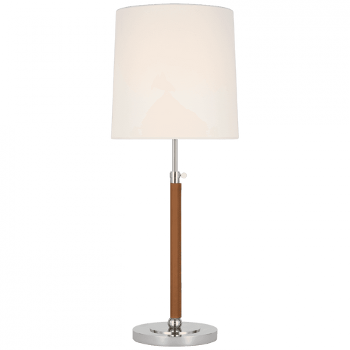 Visual Comfort & Co. Signature Collection Bryant Large Wrapped Table Lamp - Polished Nickel and Natural Leather 