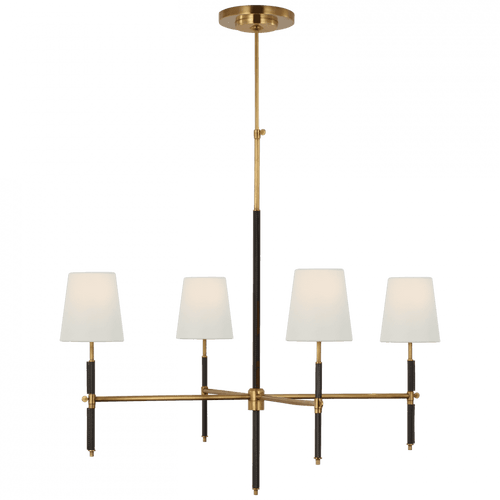 Visual Comfort & Co. Signature Collection Bryant Large Wrapped Chandelier - Hand-Rubbed Antique Brass and Chocolate Leather 