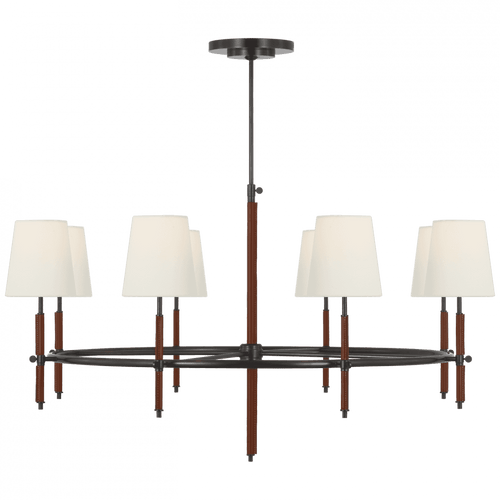 Visual Comfort & Co. Signature Collection Bryant Wrapped Ring Chandelier - Bronze and Saddle Leather 