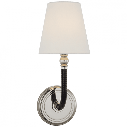 Visual Comfort & Co. Signature Collection Basden Medium Sconce - Polished Nickel and Black Rattan 
