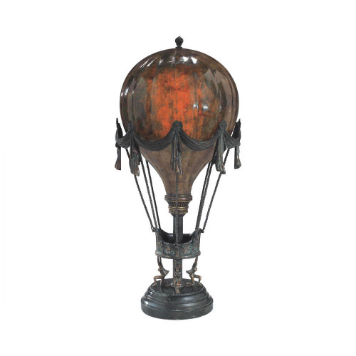 Maitland-Smith Balloon Table Lamp, 1-Light, Weathered Verdigris, Green Marble Base, Penshell Crackel Shade, 27"H (8135-17 YUU906TMC9) 