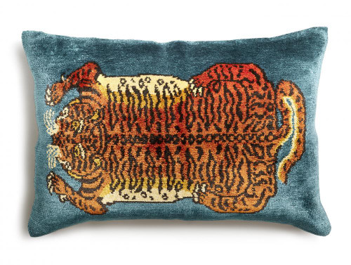Maitland-Smith Cali's Cat Pillow, Teal, 24"W (8393-15 YUU906TN8C) 
