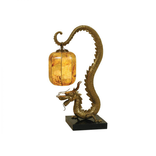 Maitland-Smith Dragon Table Lamp, 1-Light, Cast Brass, Tiger Penshell Shade, 27"H (8150-17 YUU906TNAG) 