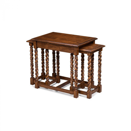 Maitland-Smith Serpentine Nesting Table, Set of 3, Distressed Wood, 26"W (89-0409 YUU906TT58) 