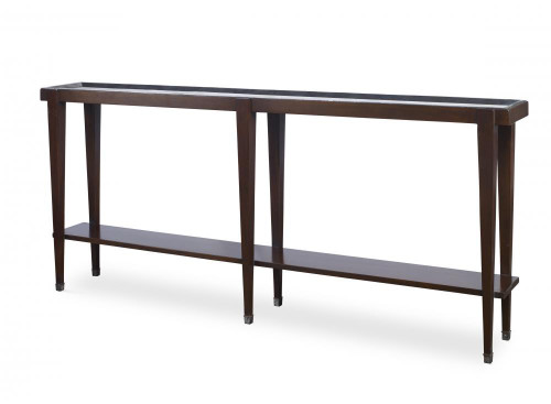 Maitland-Smith Winthrop Console Table, Dark Walnut, Desert Tan Top, 72"W (8153-34 YUU906TT7Z) 