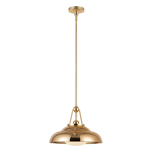 Alora Lighting Palmetto Pendant, 1-Light, Polished Brass, Glossy Opal, 14.5"D 