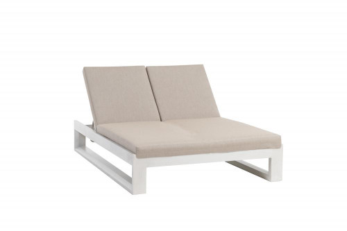 Ratana Element 5.0 Double Chaise Lounger, Taupe, Whitewash Frame, 54.5"W (FN57022WHT-FO5116 YUU90041D8) 