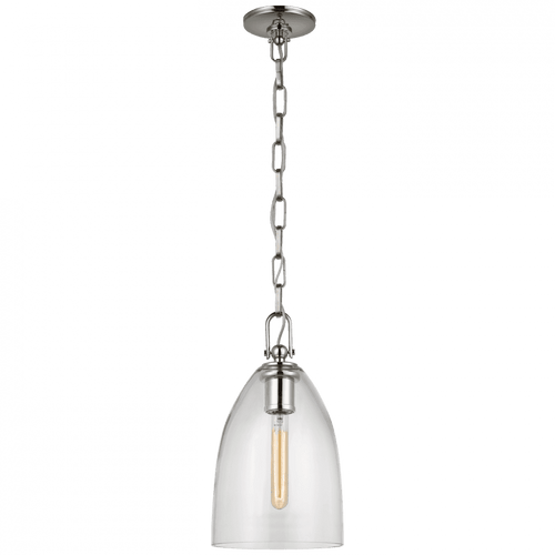Visual Comfort & Co. Signature Collection Andros Medium Pendant - Polished Nickel and Clear Glass 