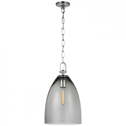 Visual Comfort & Co. Signature Collection Andros Large Pendant - Polished Nickel and Smoked Glass 