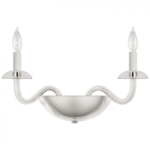 Visual Comfort & Co. Signature Collection Brigitte Small Double Sconce - Polished Nickel and Clear Glass 