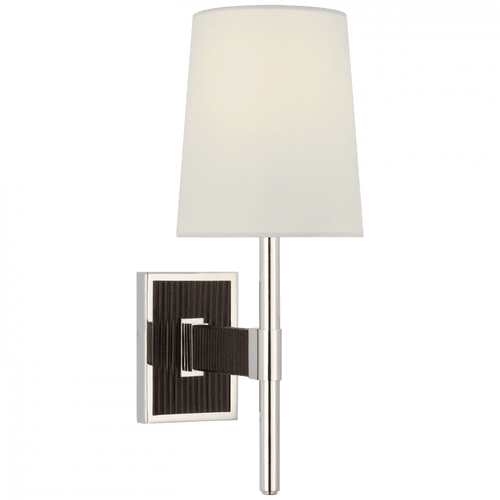 Visual Comfort & Co. Signature Collection Elle Small Single Sconce - Polished Nickel and Black Rattan 