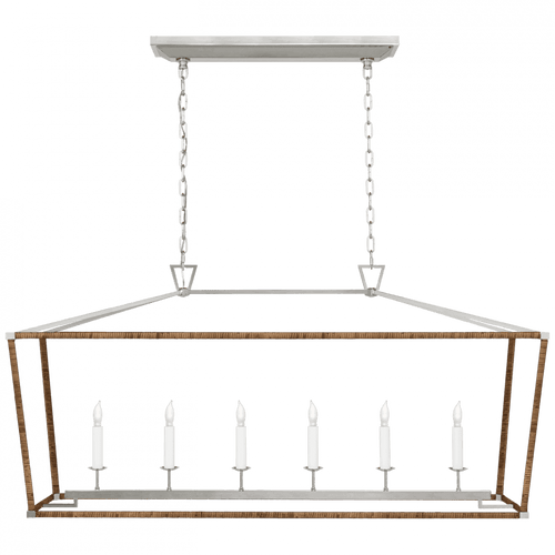 Visual Comfort & Co. Signature Collection Darlana Large Wrapped Linear Lantern - Polished Nickel and Natural Rattan 