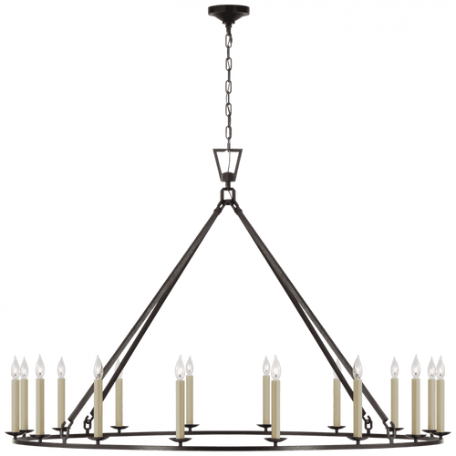 Visual Comfort & Co. Signature Collection Darlana Oversized Single Ring Chandelier - Aged Iron 