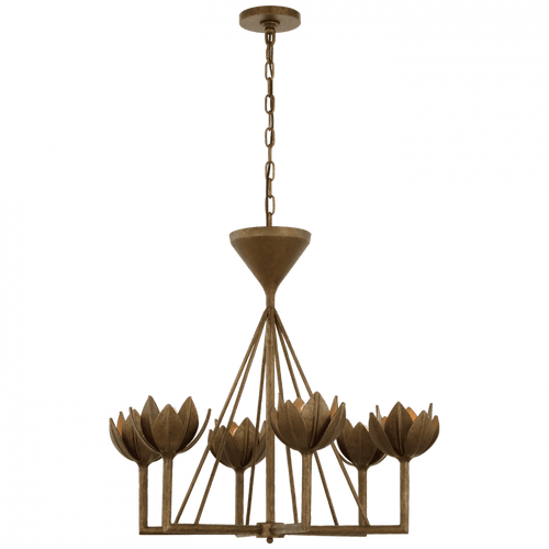 Visual Comfort & Co. Signature Collection Alberto Small Low Ceiling Chandelier - Antique Bronze Leaf 