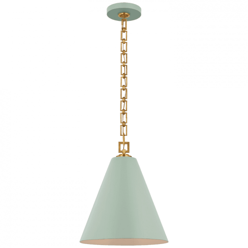 Visual Comfort & Co. Signature Collection Theo Pendant - Gild and Pale Blue 17" 