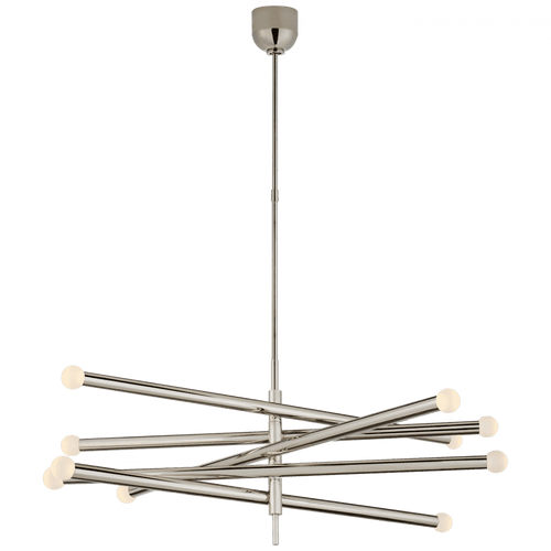 Visual Comfort & Co. Signature Collection Rousseau LED Grande Articulating Chandelier - Polished Nickel and Etched Crystal Orb 