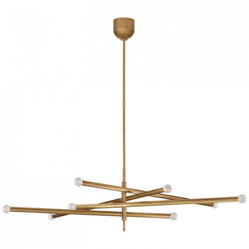 Visual Comfort & Co. Signature Collection Rousseau Grande Articulating Chandelier - Antique-Burnished Brass and Clear Glass 