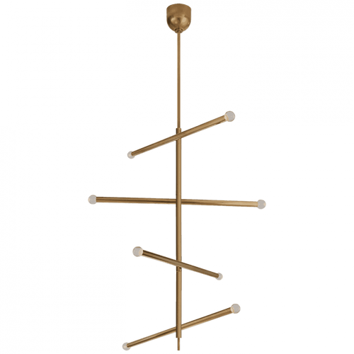 Visual Comfort & Co. Signature Collection Rousseau Large Articulating Chandelier - Antique-Burnished Brass and Clear Glass 