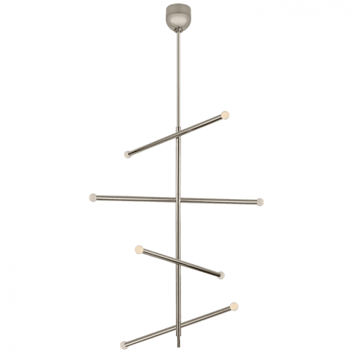 Visual Comfort & Co. Signature Collection Rousseau Large Articulating Chandelier - Polished Nickel and Etched Crystal Orb 