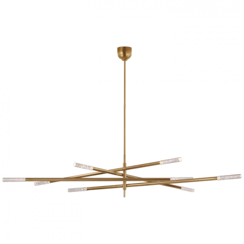 Visual Comfort & Co. Signature Collection Rousseau Oversized Articulating Chandelier - Antique-Burnished Brass and Seeded Glass 